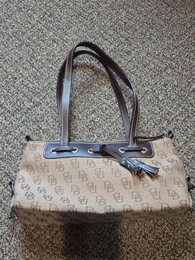 Brown Monogram Canvas Tote Bag with Leather Trim